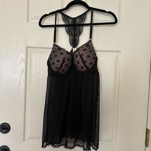Jessica Simpson Elegant Black Lace Babydoll Lingerie Size L